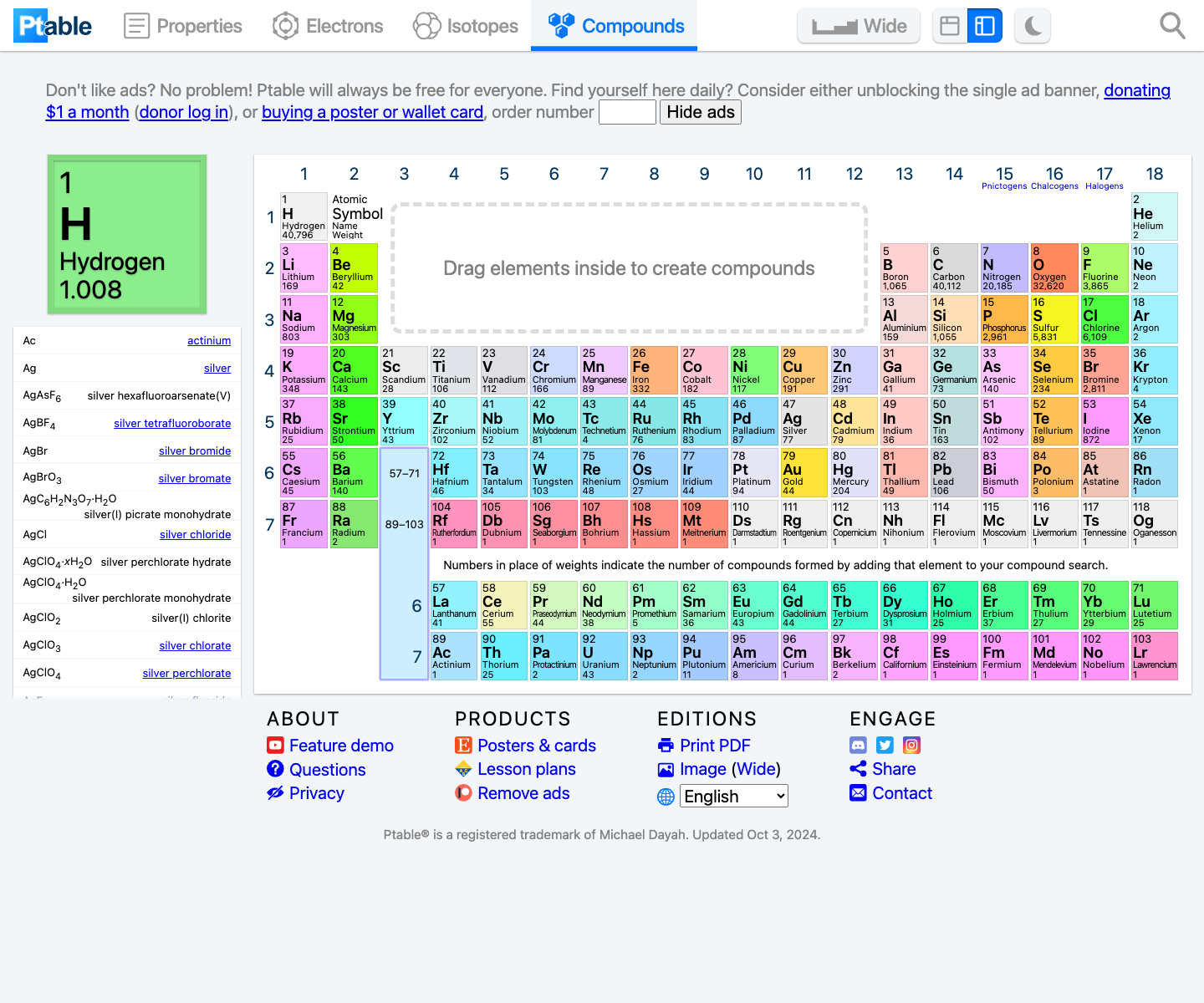 Screenshot preview for Ptable